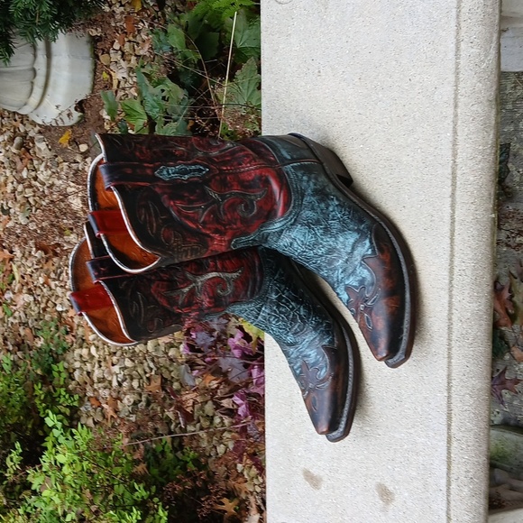 Lucchese Stonewashed Goat Cowgirl Boot Robins Egg N9320 sz 9 - Picture 12 of 16